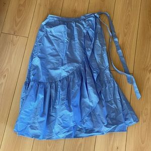 J Crew prairie wrap, ruffle hem skirt